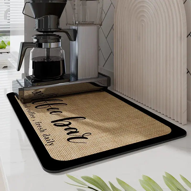 Black silicone absorbent espresso machine mat kitchen coffee decor