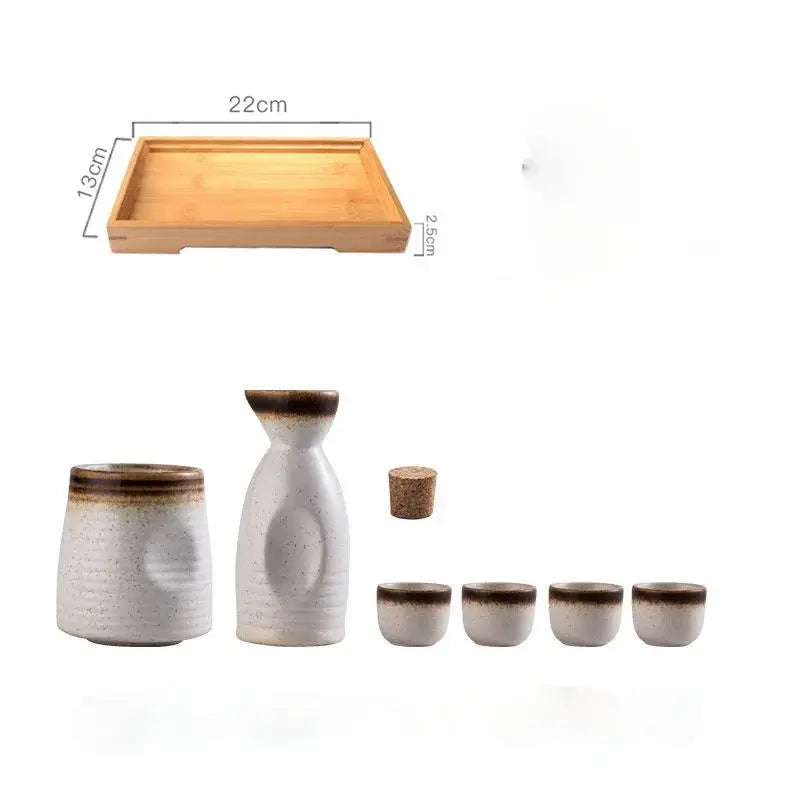Black speckled ceramic wine sake set with heater for dining room