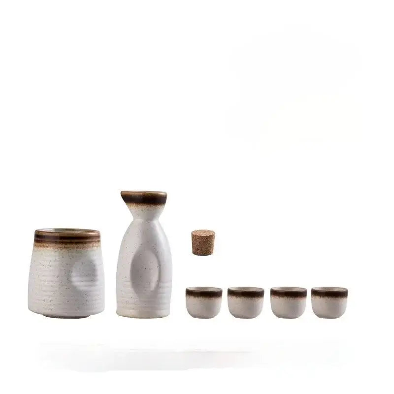 Black speckled ceramic wine sake set with heater for dining room