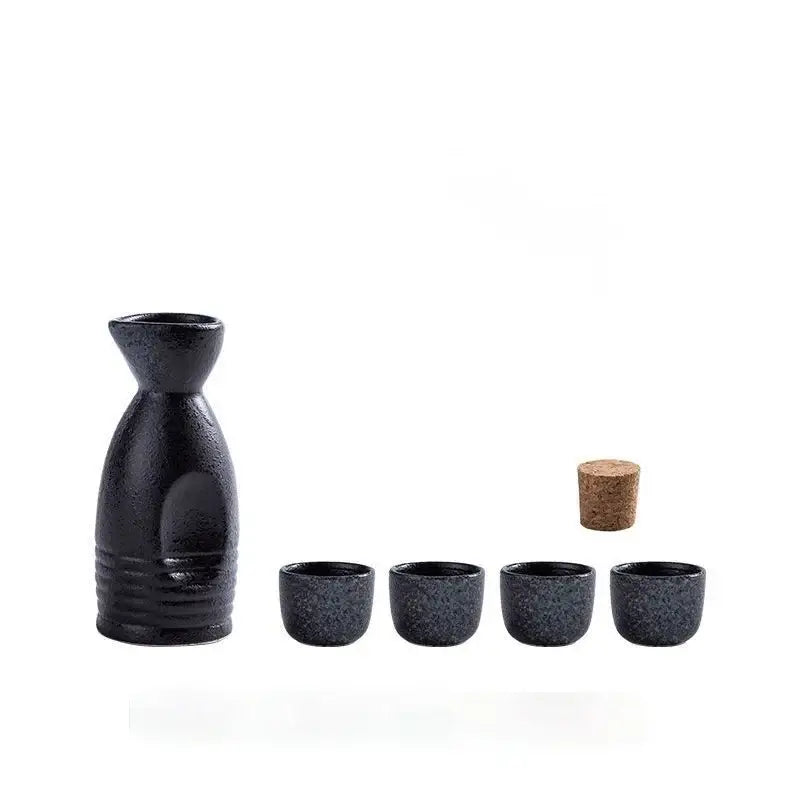Black speckled ceramic wine sake set with heater for dining room