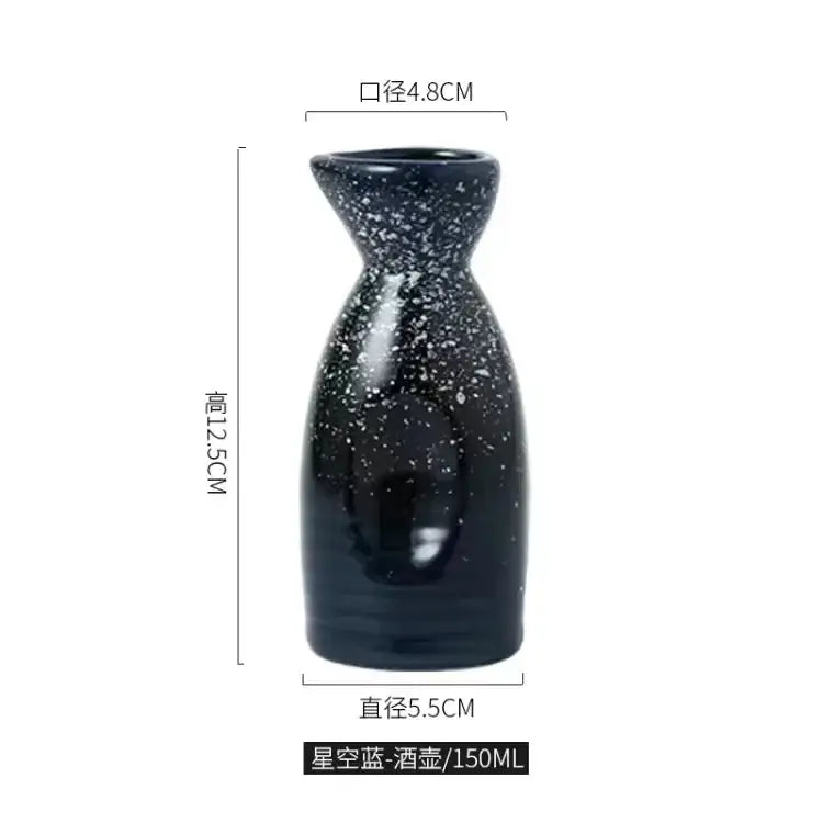 Black speckled ceramic wine sake set with heater for dining room