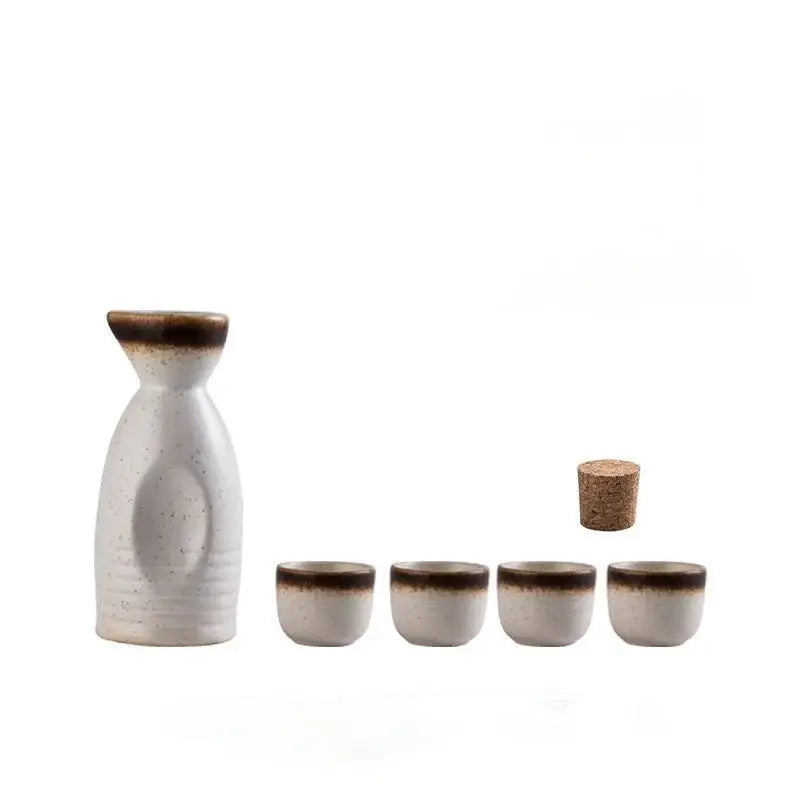 Black speckled ceramic wine sake set with heater for dining room