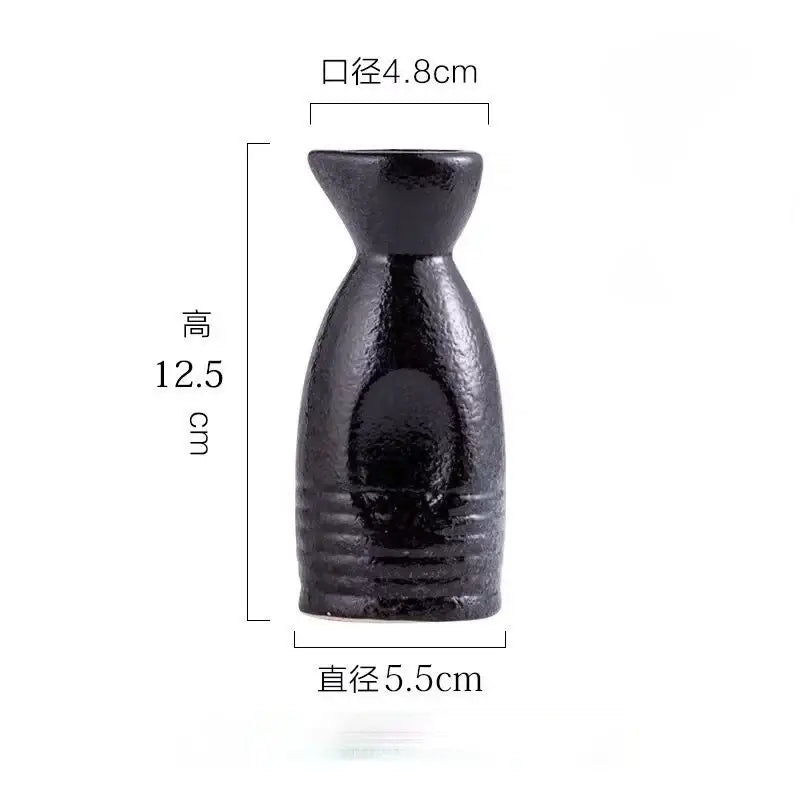 Black speckled ceramic wine sake set with heater for dining room