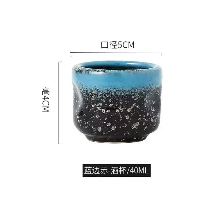 Black speckled ceramic wine sake set with heater for dining room