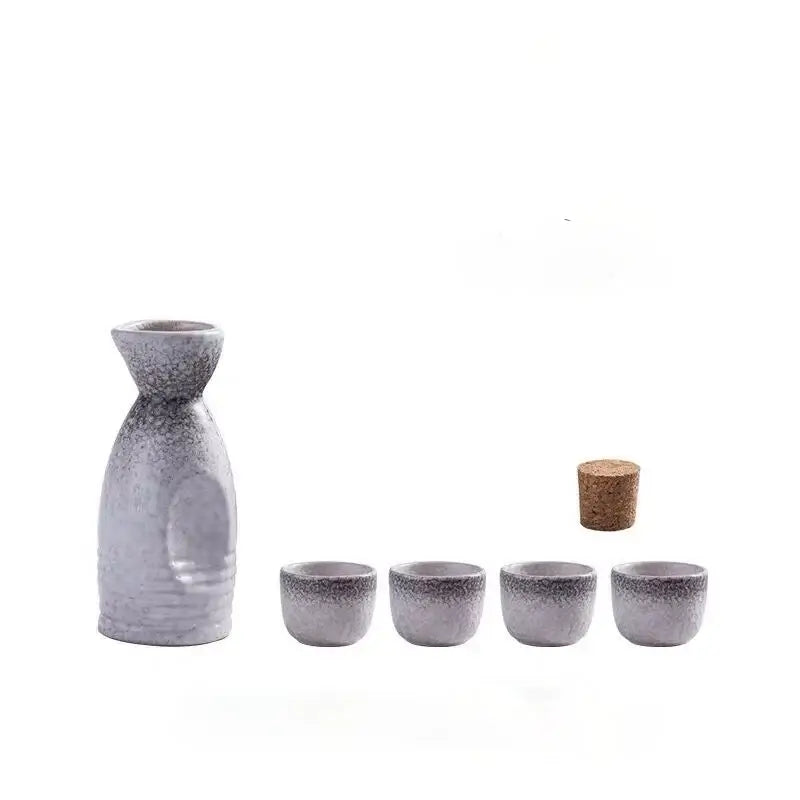 Black speckled ceramic wine sake set with heater for dining room