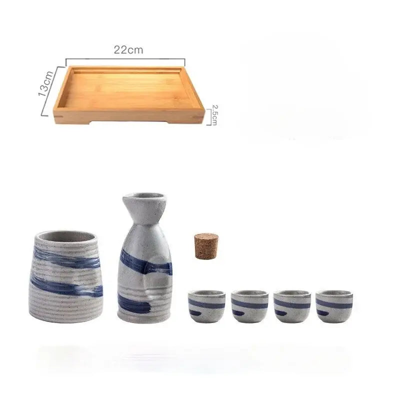 Black speckled ceramic wine sake set with heater for dining room
