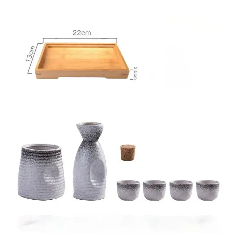 Black speckled ceramic wine sake set with heater for dining room