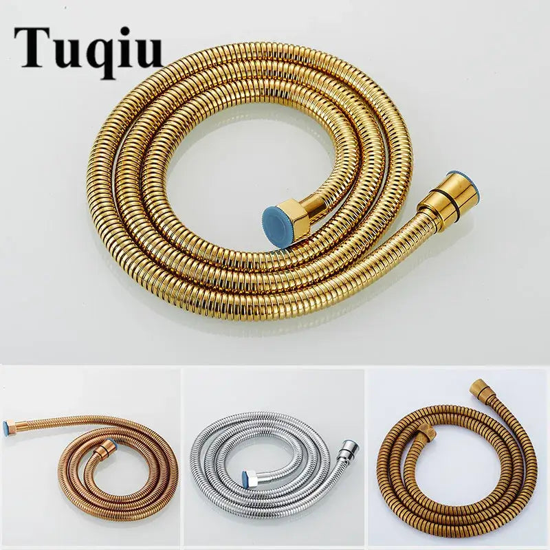 Black stainless steel flexible shower hose bathroom brass fittings