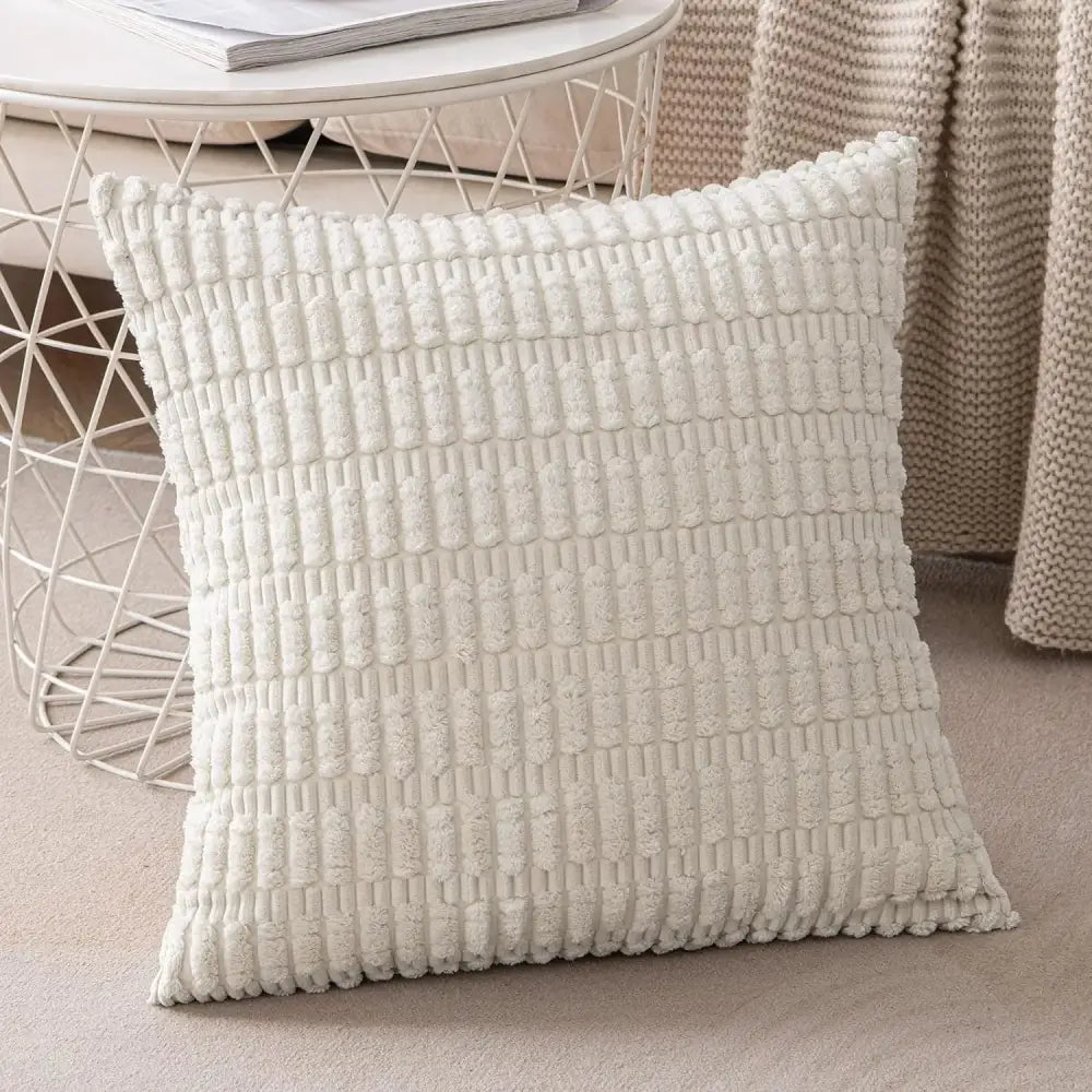 Black striped corduroy throw pillow cover – living room cushion case