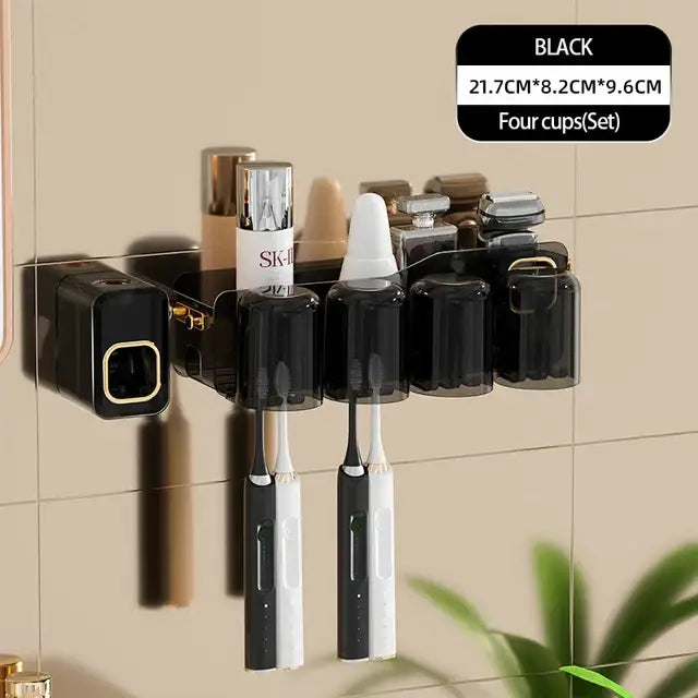 Black translucent inverted toothbrush holder and bathroom storage rack