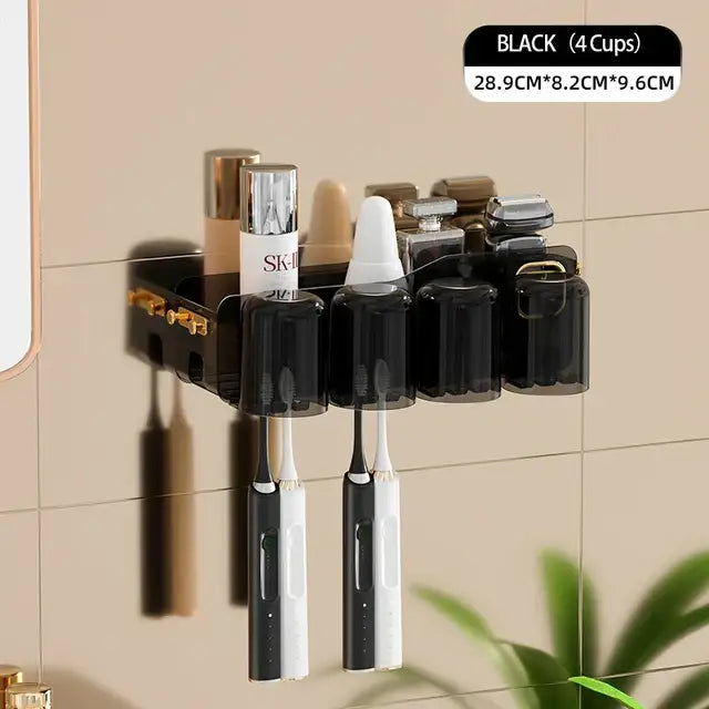 Black translucent inverted toothbrush holder and bathroom storage rack