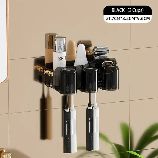 Black translucent inverted toothbrush holder and bathroom storage rack