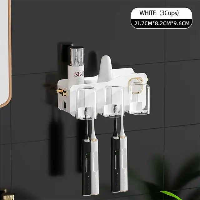 Black translucent inverted toothbrush holder and bathroom storage rack