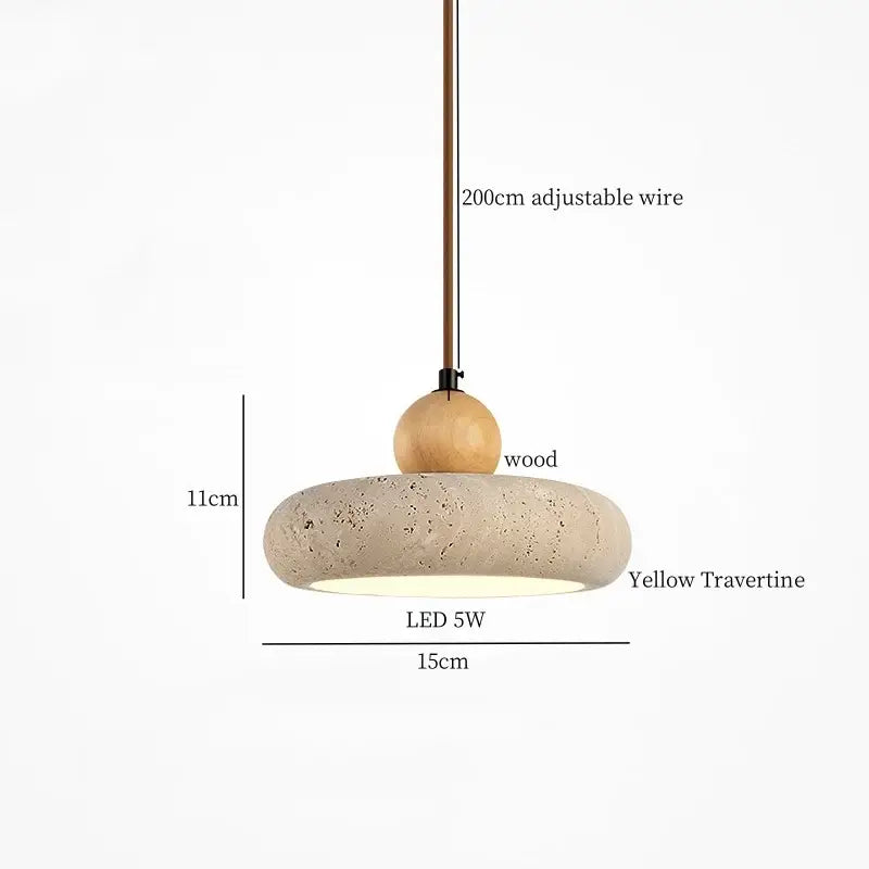 Black travertine led pendant light dining room lava stone globe