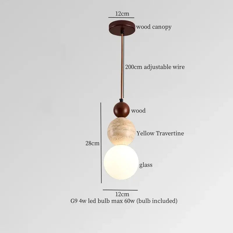 Black travertine led pendant light dining room lava stone globe
