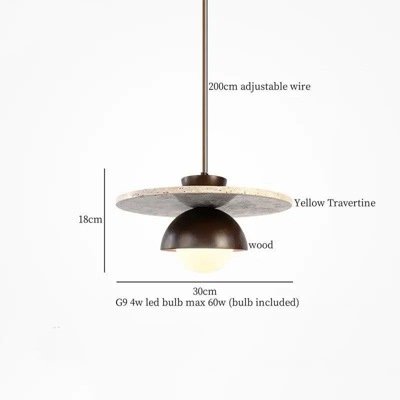 Black travertine led pendant light dining room lava stone globe
