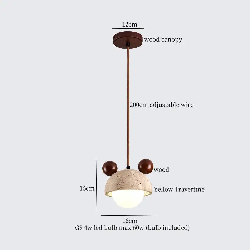 Black travertine led pendant light dining room lava stone globe