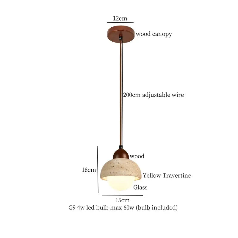 Black travertine led pendant light dining room lava stone globe