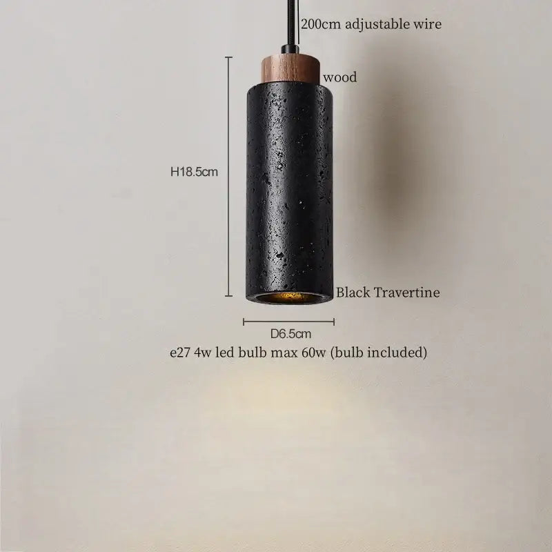 Black travertine wabi sabi pendant light kitchen glass ball lamp
