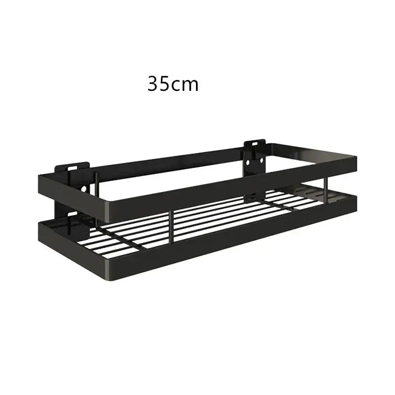 Black two tier metal bathroom shelf shower storage basket