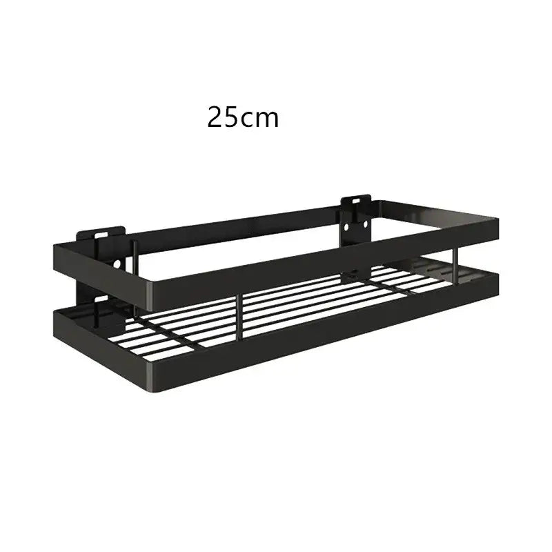Black two tier metal bathroom shelf shower storage basket