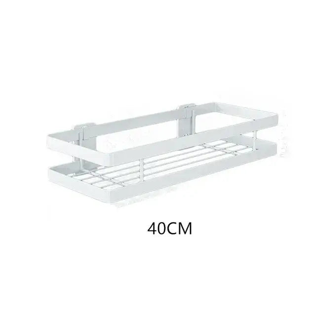 Black two tier metal bathroom shelf shower storage basket