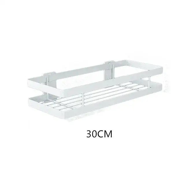 Black two tier metal bathroom shelf shower storage basket