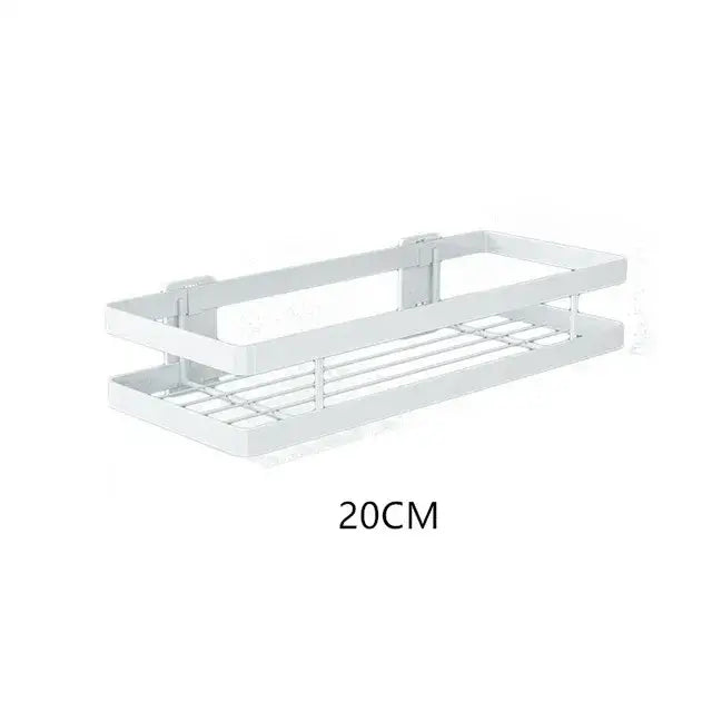 Black two tier metal bathroom shelf shower storage basket