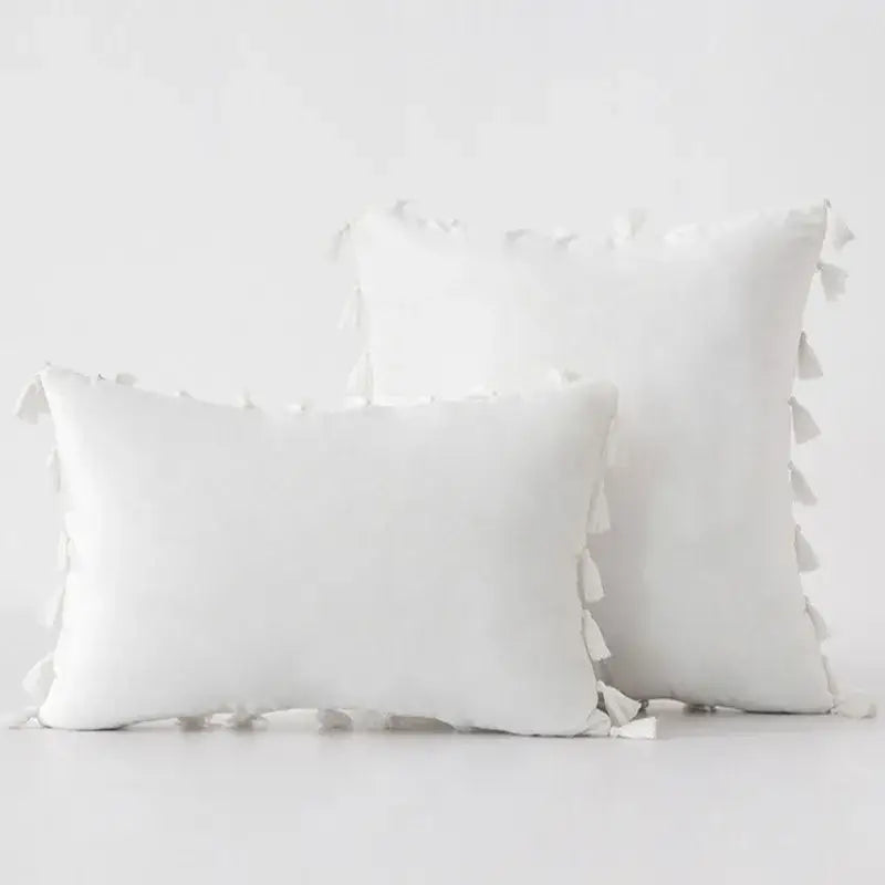 Black velvet tassel fringe pillow cover for living room sofa