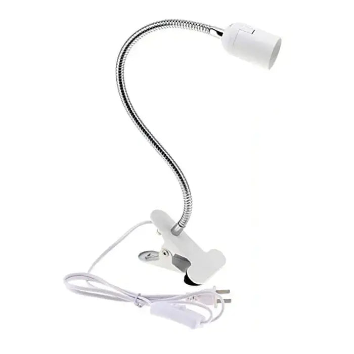 Black & white flexible gooseneck desk light bedroom clip lamp