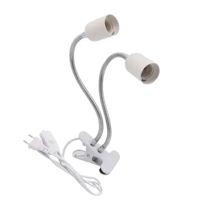 Black & white flexible gooseneck desk light bedroom clip lamp