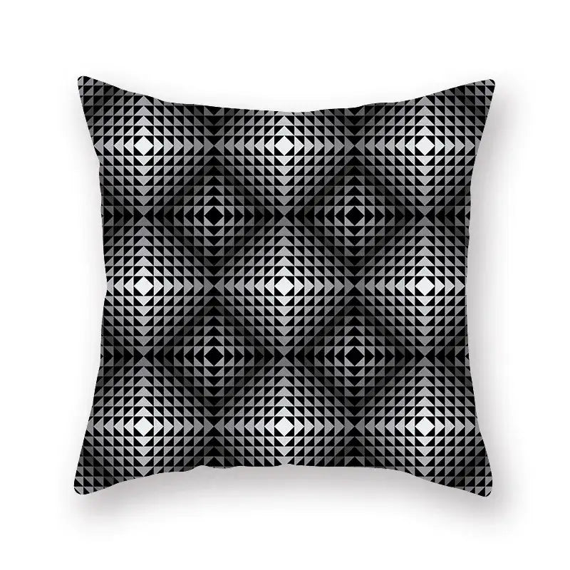Black white & gold geometric star stripe print pillowcase bedroom decor