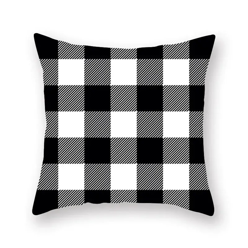 Black white & gold geometric star stripe print pillowcase bedroom decor