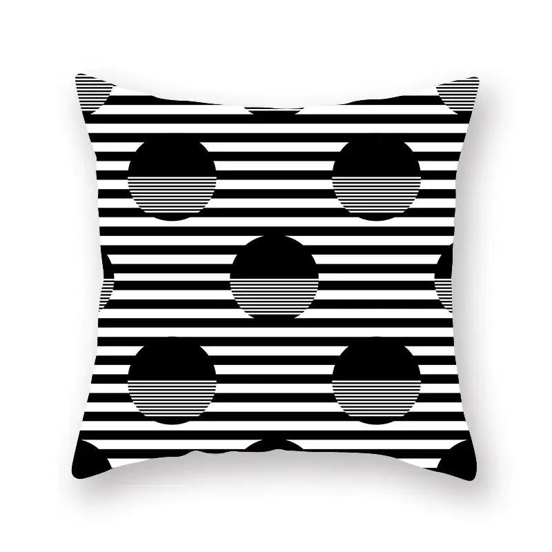 Black white & gold geometric star stripe print pillowcase bedroom decor