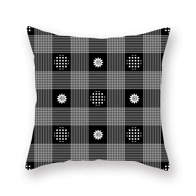Black white & gold geometric star stripe print pillowcase bedroom decor