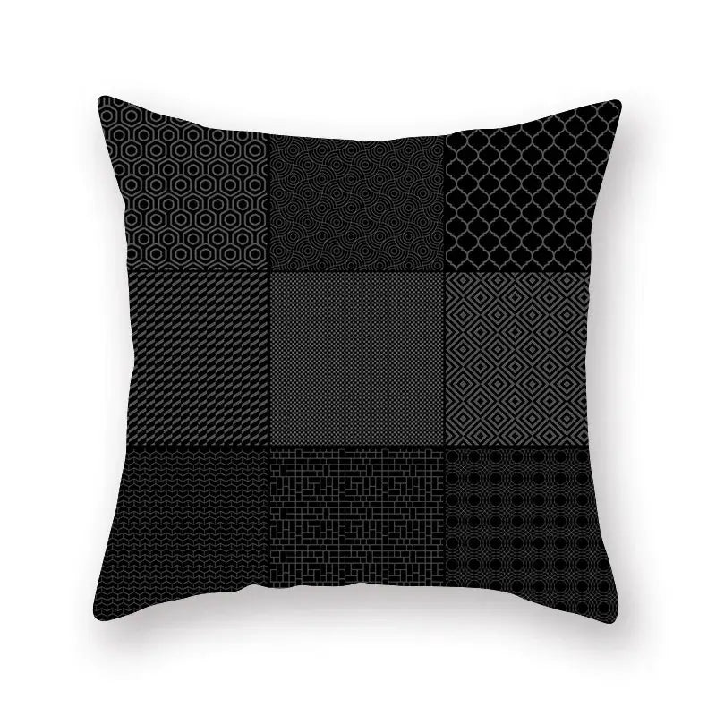 Black white & gold geometric star stripe print pillowcase bedroom decor