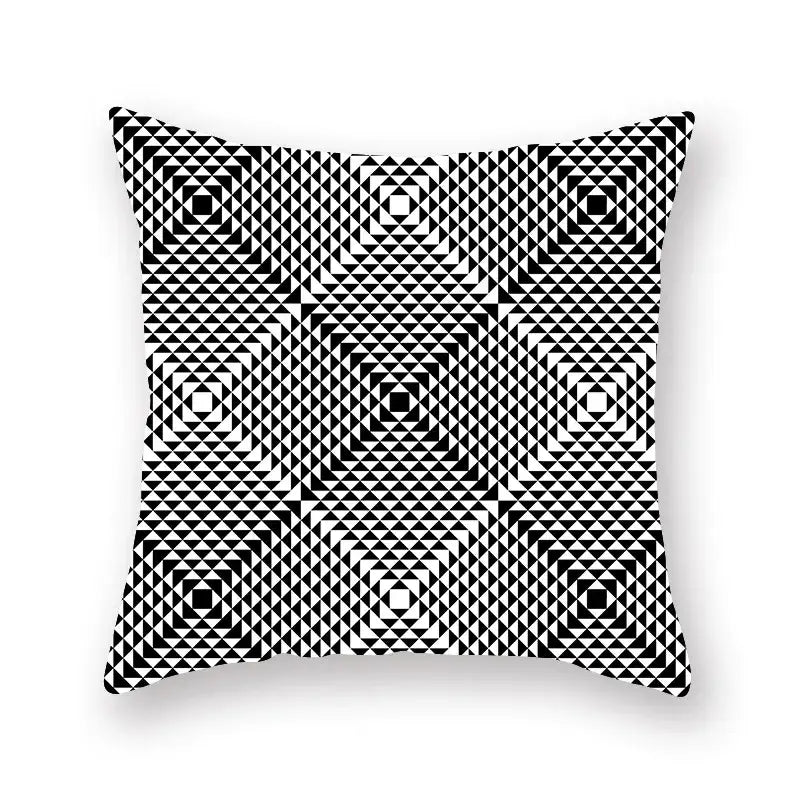 Black white & gold geometric star stripe print pillowcase bedroom decor