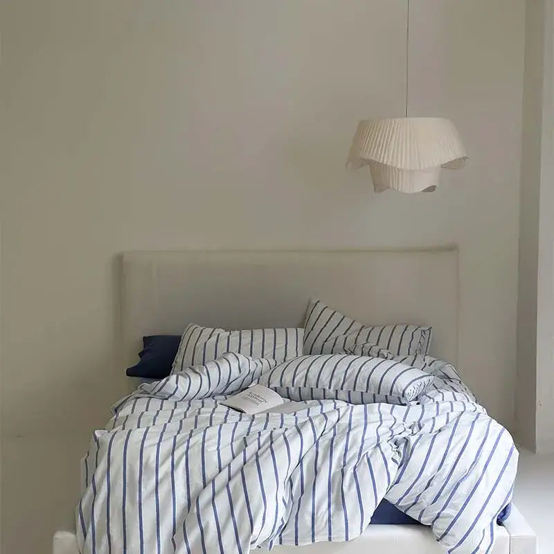 Black & white striped cotton duvet cover set bedroom bedding