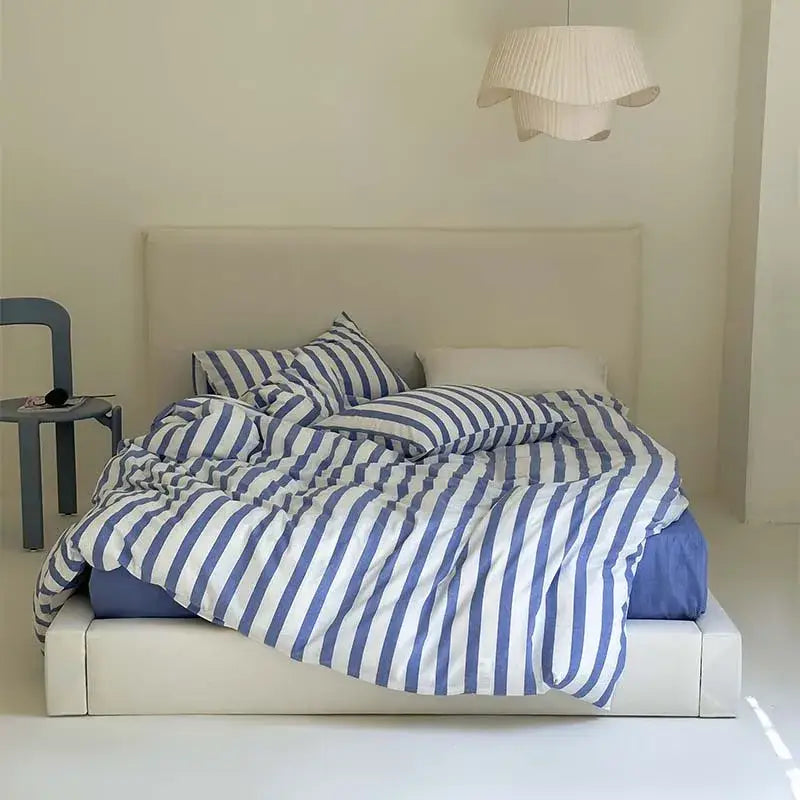 Black & white striped cotton duvet cover set bedroom bedding