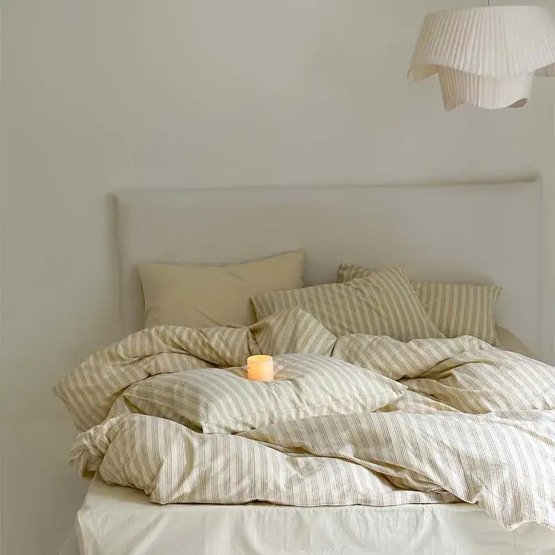 Black & white striped cotton duvet cover set bedroom bedding