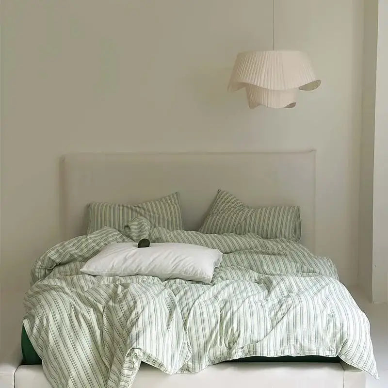 Black & white striped cotton duvet cover set bedroom bedding