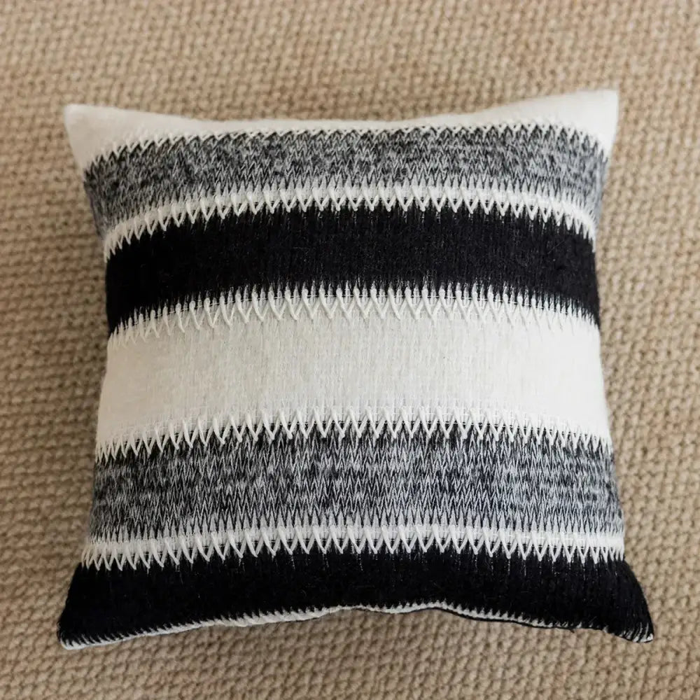 Black & white striped knitted crochet cushion cover living room