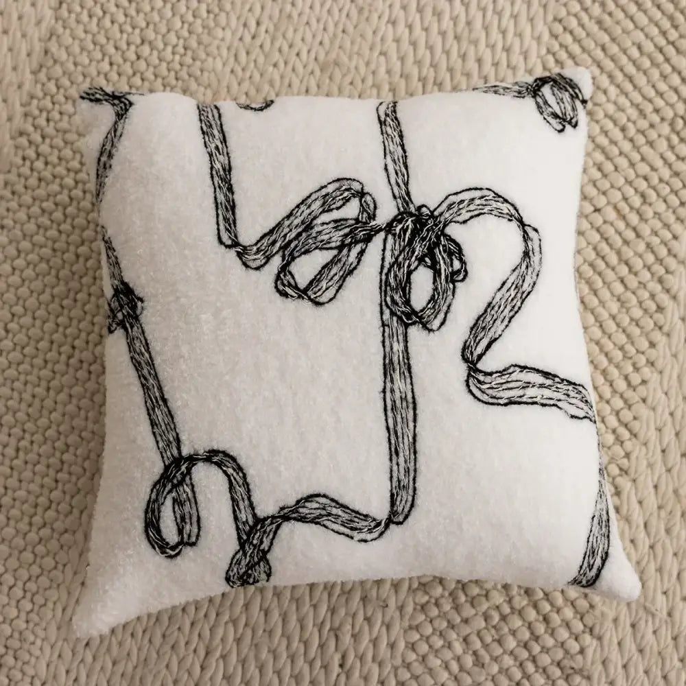 Black & white striped knitted crochet cushion cover living room