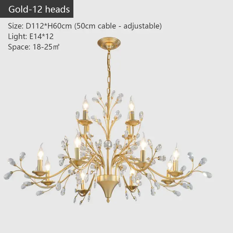 Black wrought iron crystal led chandelier dining room light