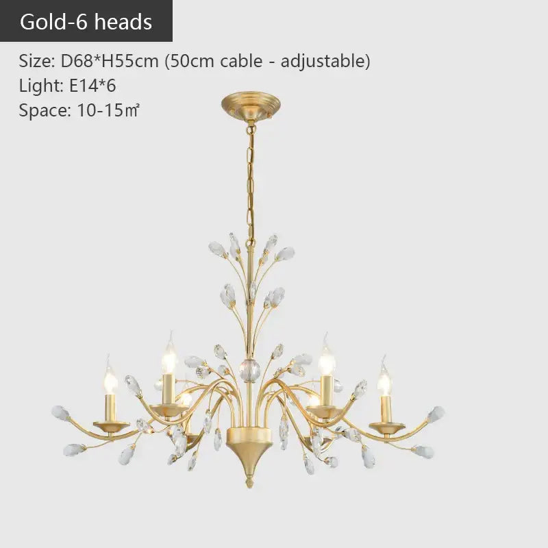 Black wrought iron crystal led chandelier dining room light