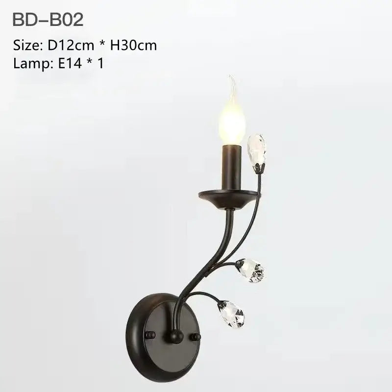 Black wrought iron crystal led chandelier dining room light