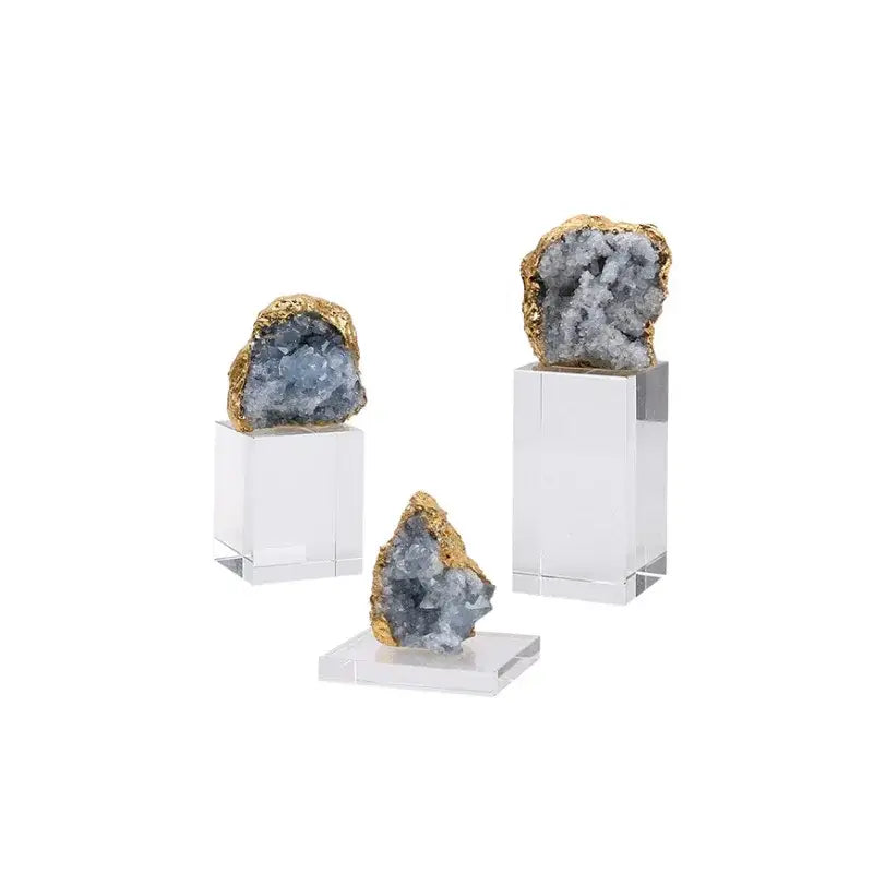 Blue agate stone crystal sculpture living room mirrored ornament