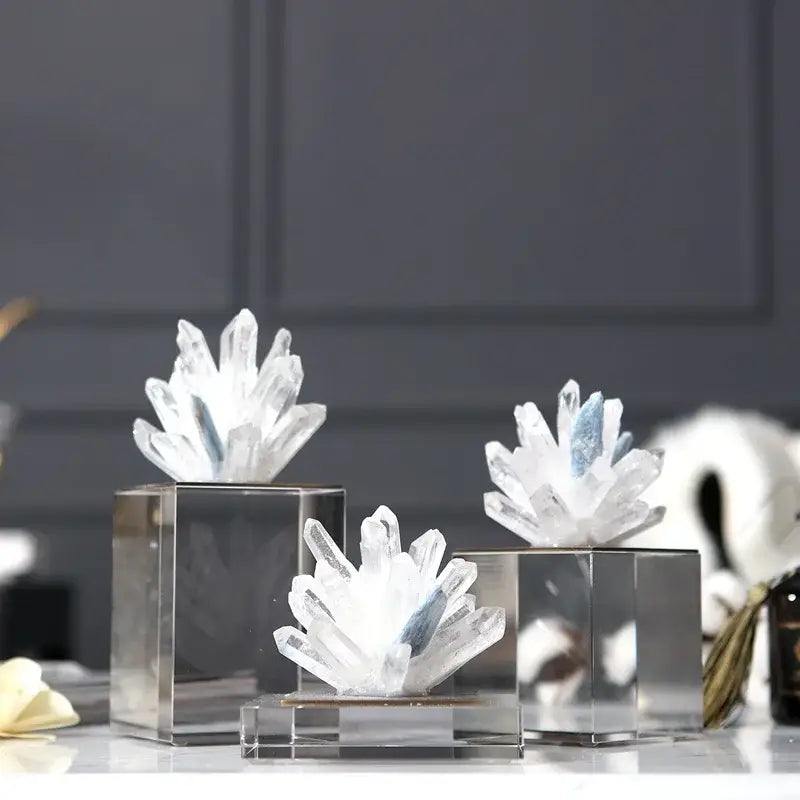 Blue agate stone crystal sculpture living room mirrored ornament