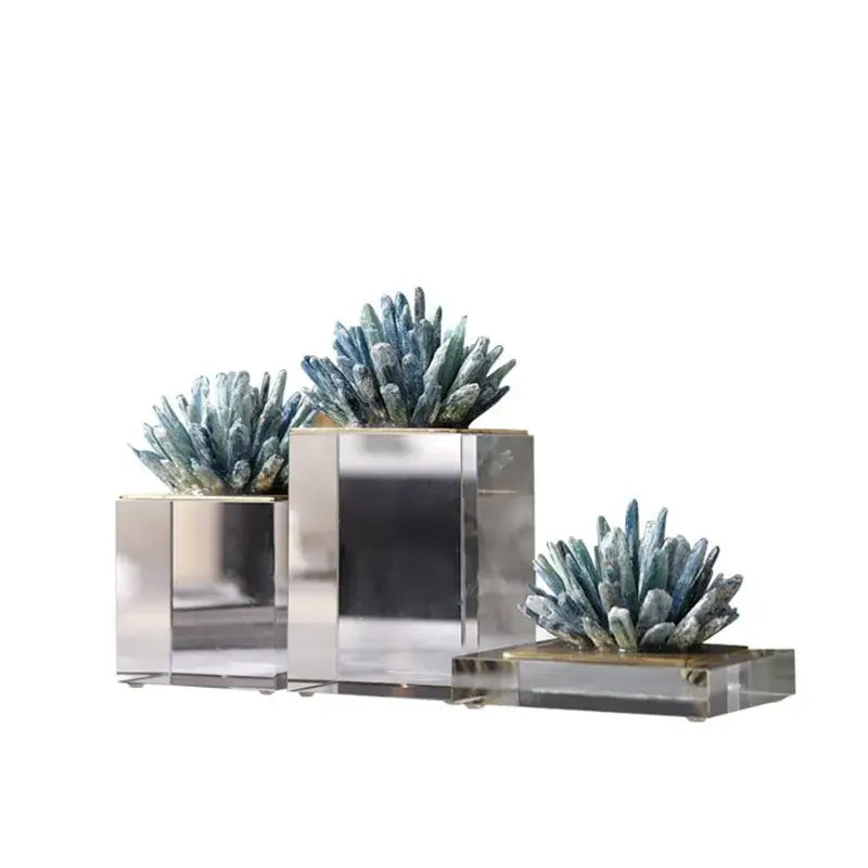 Blue agate stone crystal sculpture living room mirrored ornament