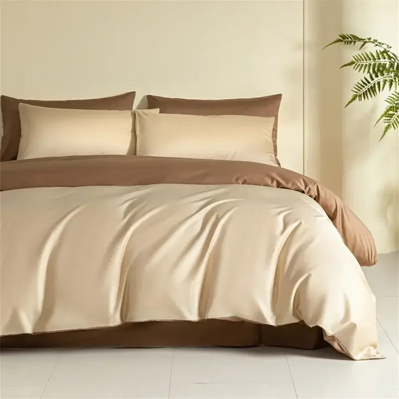 Blue and beige egyptian cotton bedding set for bedroom